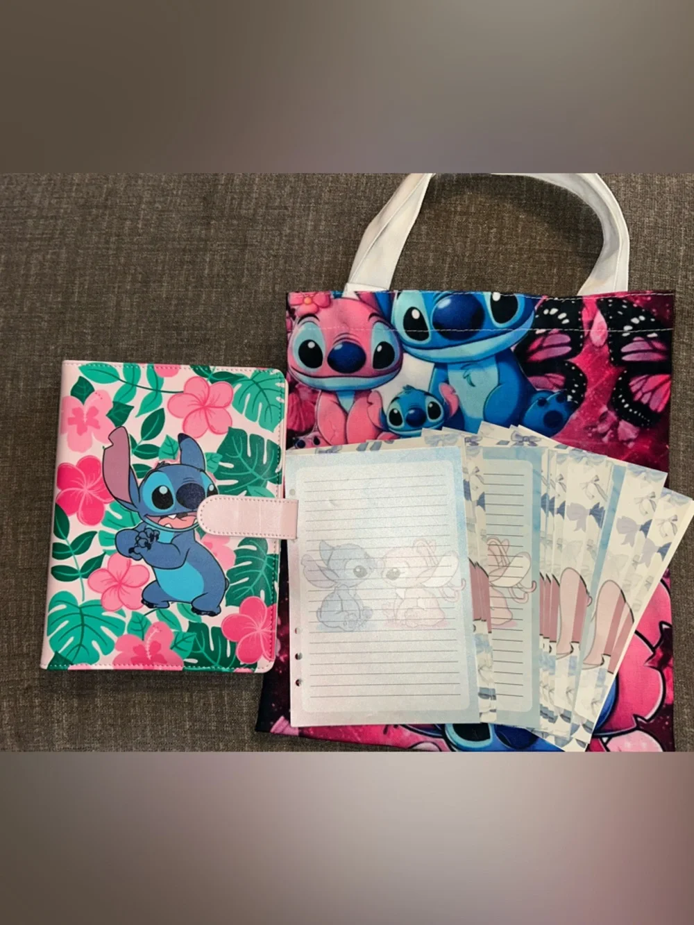 Disney Lilo & Stitch Pink Floral A5 Binder and Tote Set
